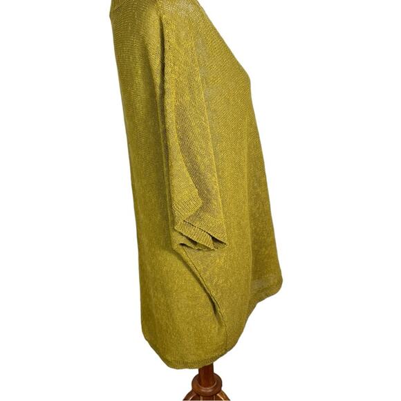 Eileen Fisher Mélange Yellow/green Linen Blend Oval Dolman Sleeve Sweater Sz L - Picture 3 of 8